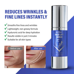 AKQBPN Instant Face Lift Serum application cheek illustrating targeted lifting and smoothing.