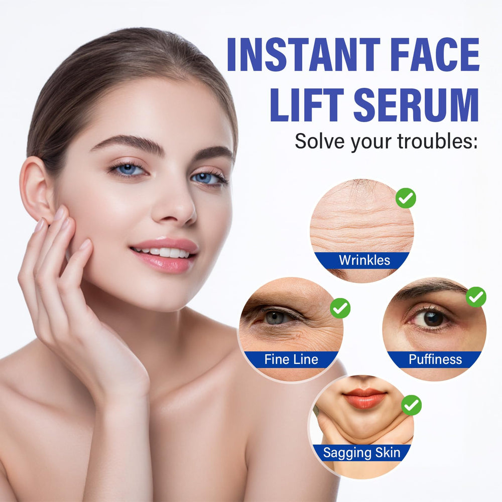 AKQBPN Instant Face Lift Serum before-after image capturing visible difference.