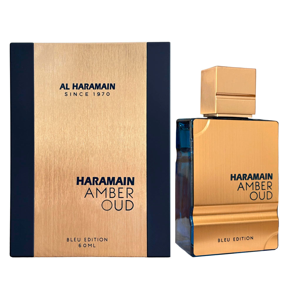 Al Haramain Amber Oud Blue Edition bottle front, ideal for everyday wear and confidence.