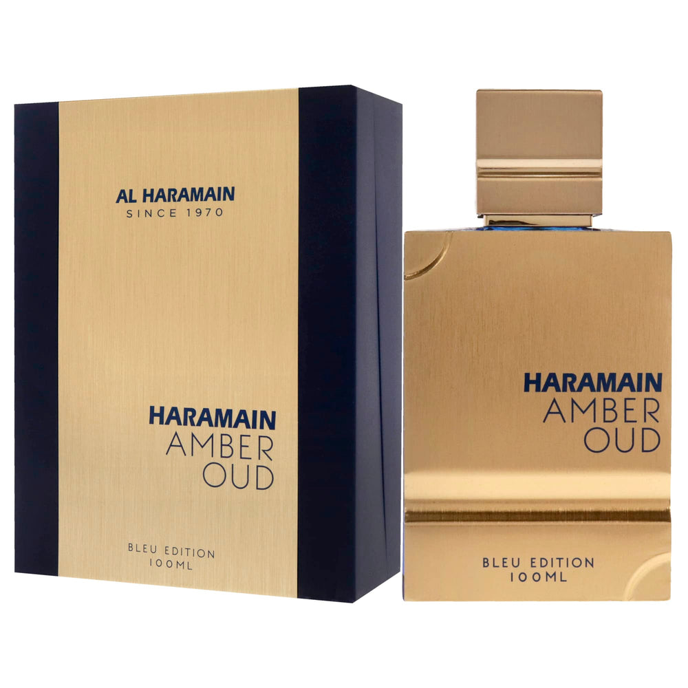 Spray bottle in action for Al Haramain Amber Oud Blue Edition EDP.