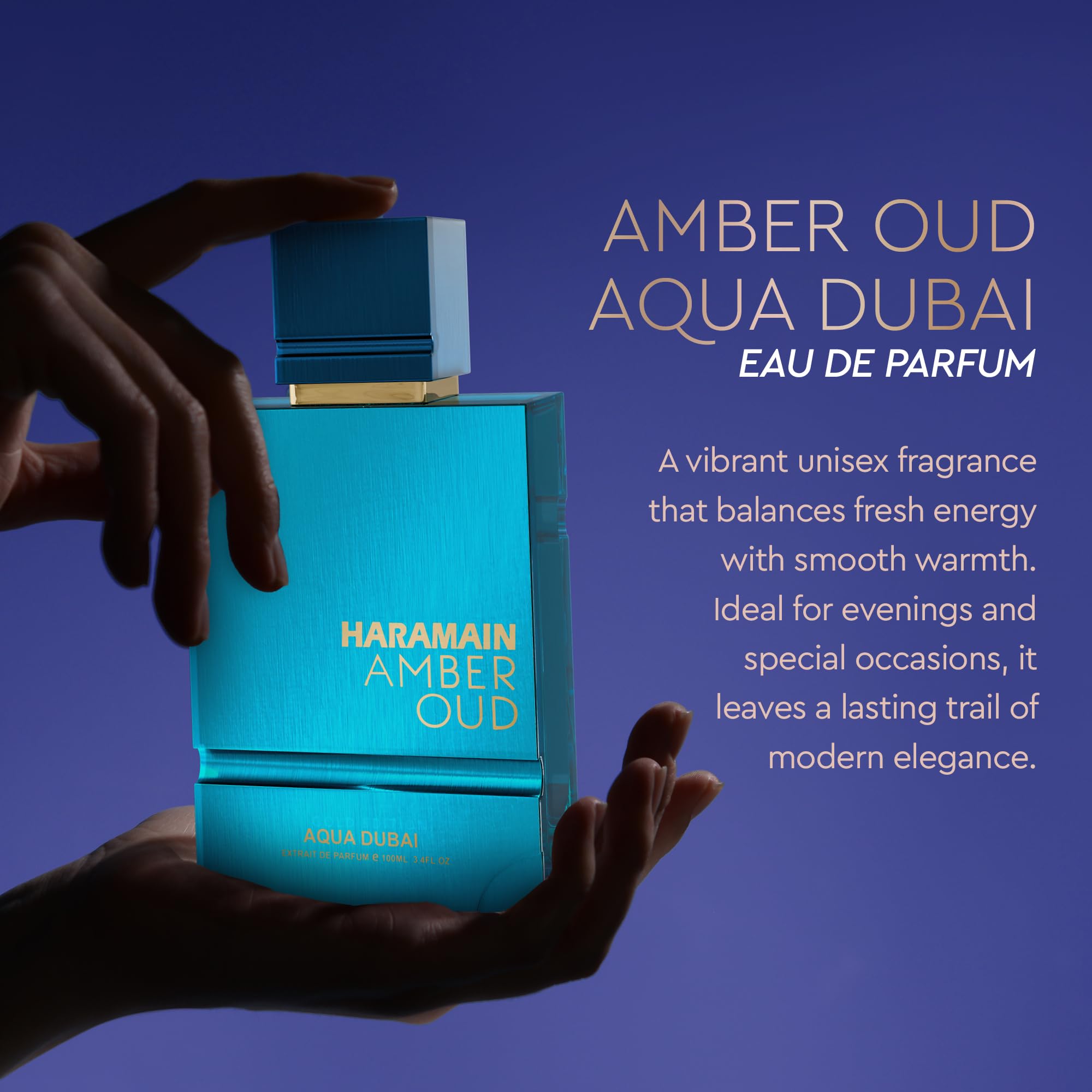 Amber Oud cap detail adds premium finish to the fragrance bottle.