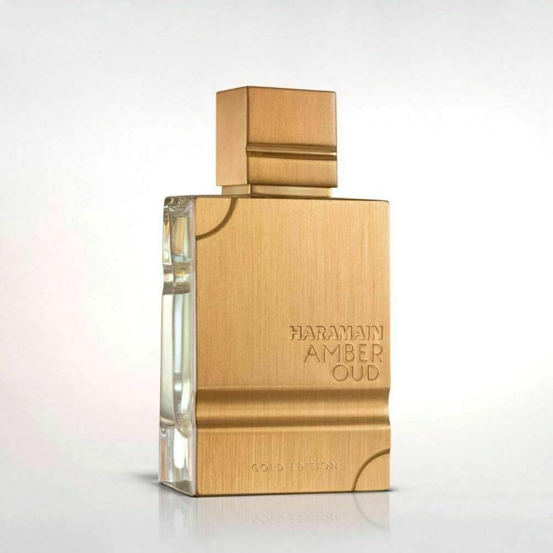 Al Haramain Amber Oud Gold Edition spray bottle highlighting a refreshing opening for daytime confidence.