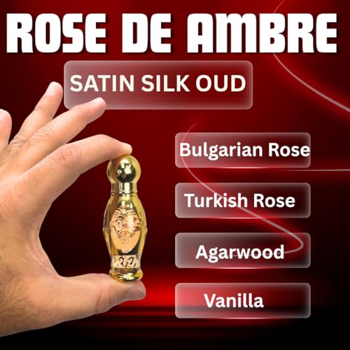 AL MAHAS Rose de ambre Oud note closeup showcases deep smoky elegance