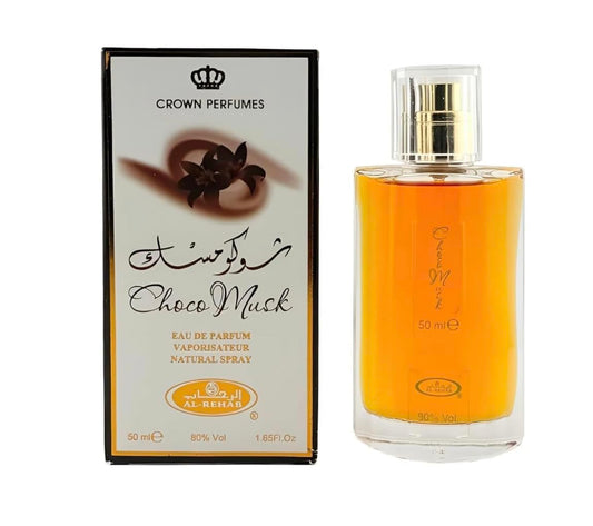 Al-Rehab Choco Musk rollerball close-up for on-the-go layering.