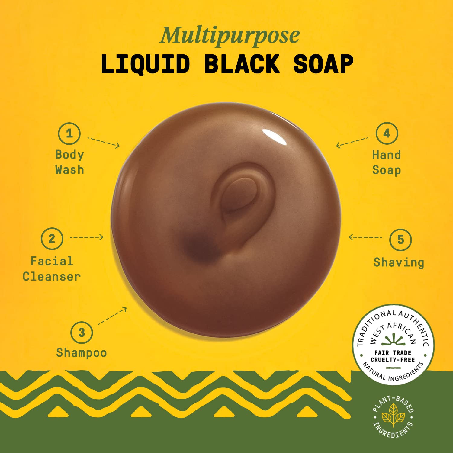 Alaffia African Black Soap eucalyptus-tea-tree label highlights refreshing scent.