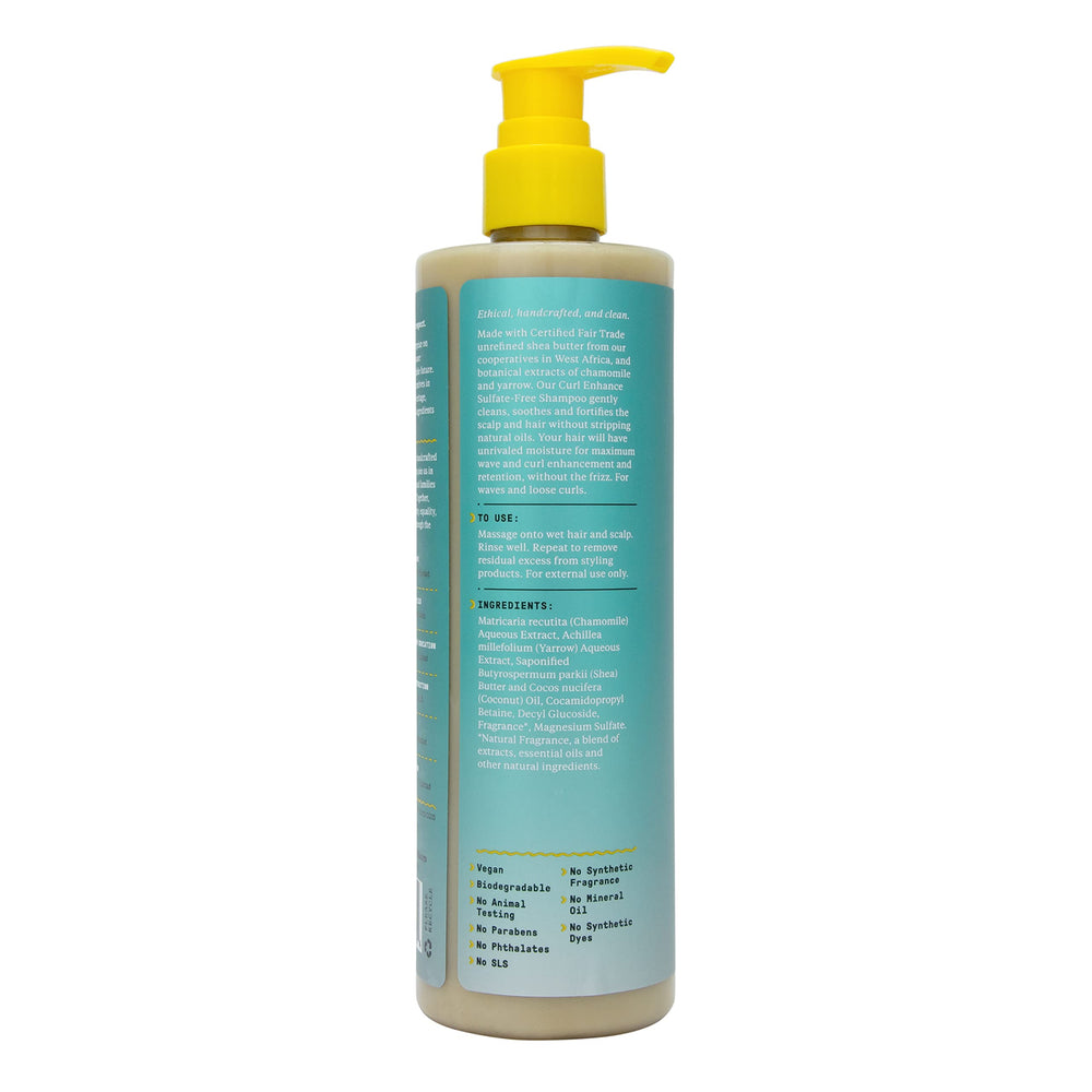 Alaffia Beautiful Curls bottle highlights shea butter ingredients for deep moisture in curls.