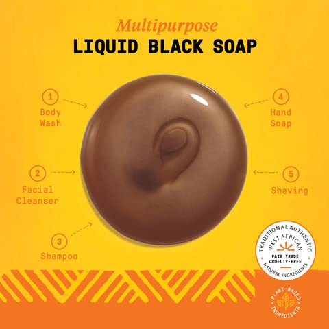Close-up of Alaffia Black Soap shampoo cleansing scalp and hair.