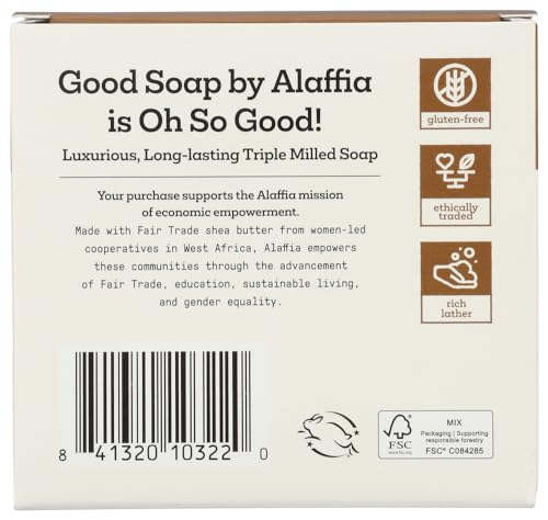 Alaffia Coconut Good Soap bars in four-pack for family use during daily wash.