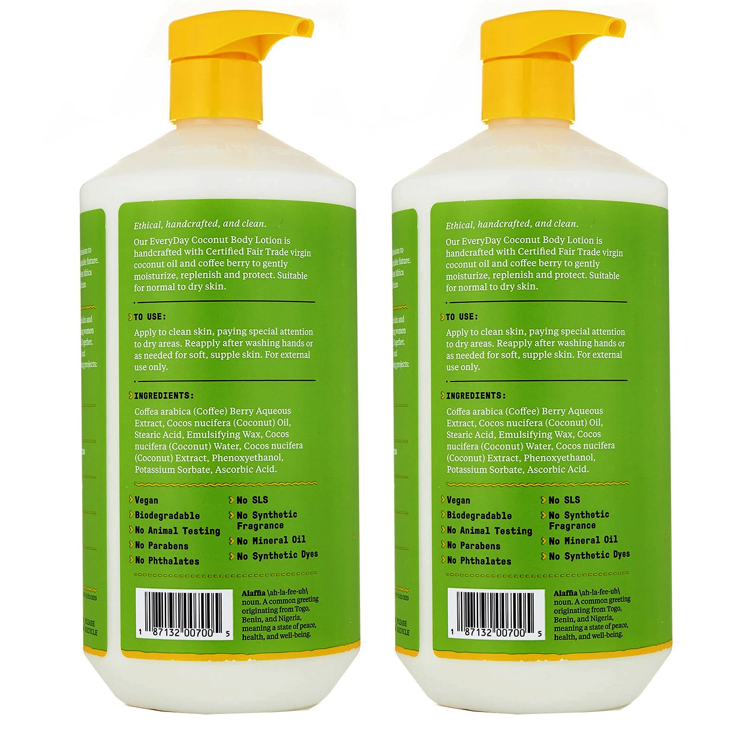 Alaffia Everyday Coconut Body Lotion pump closeup for smooth application.