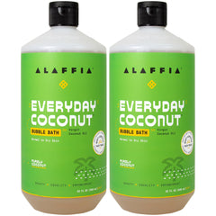 Alaffia Everyday Coconut Bubble Bath bottle with the Purely Coconut scent, gentle cleansing and moisturization for the skin.