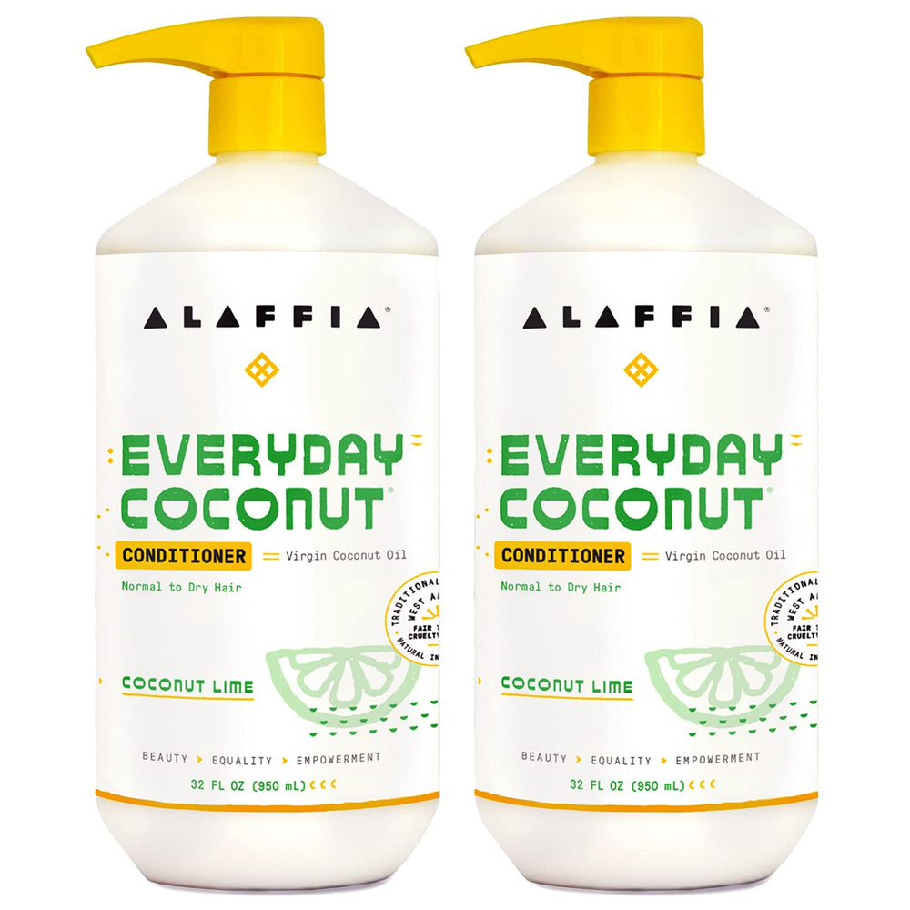 Alaffia EveryDay Coconut Conditioner Coconut Lime bottle for silky, hydrated hair.