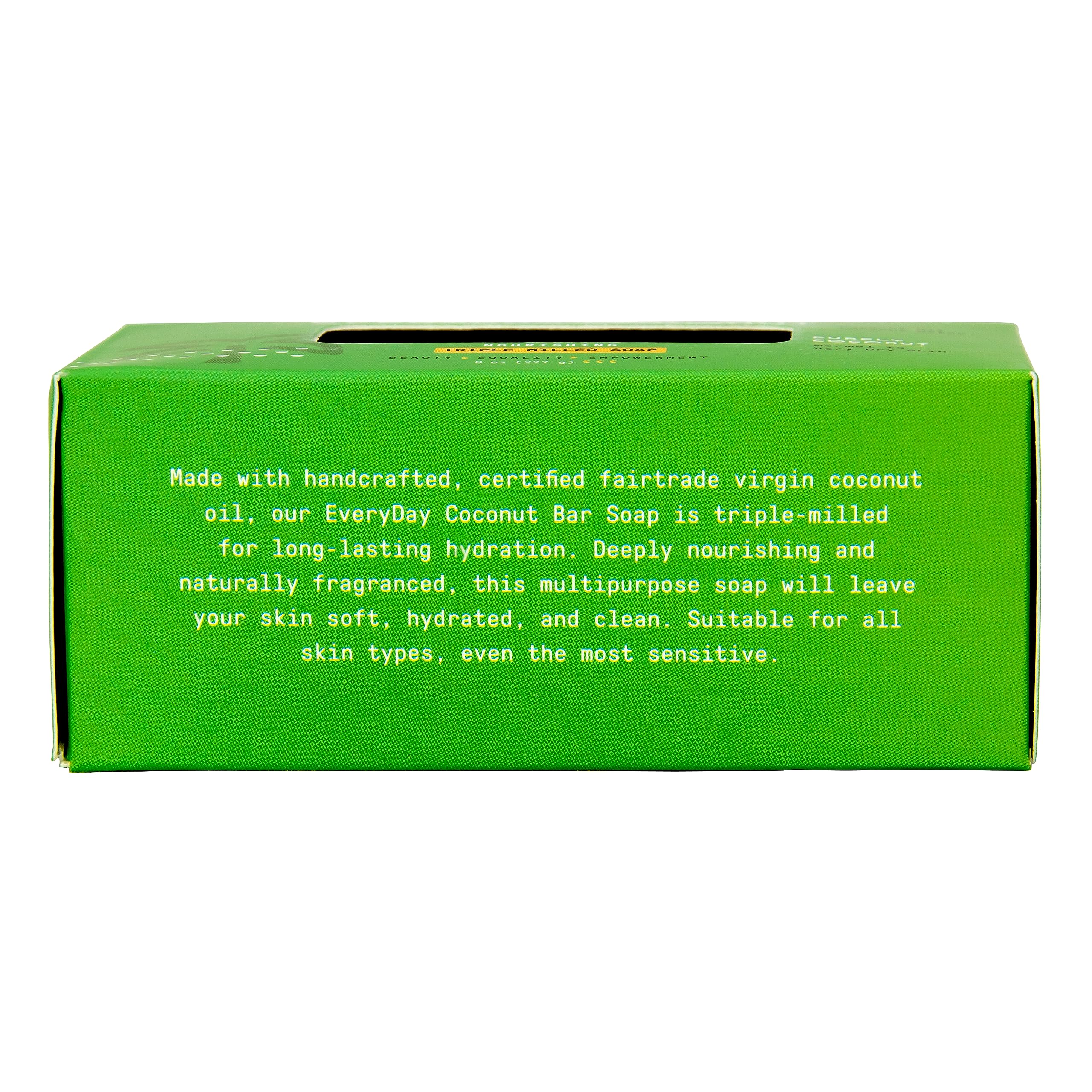 Alaffia EveryDay Coconut Soap Bar uses aromatic plant extracts for a pure coconut scent.