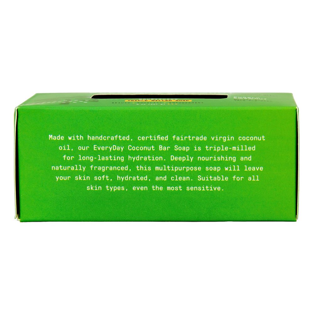 Alaffia EveryDay Coconut Soap Bar uses aromatic plant extracts for a pure coconut scent.