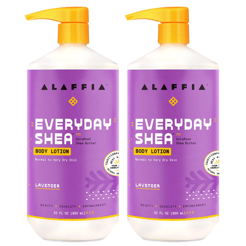 Alaffia Everyday Shea Body Lotion bottle delivering deep hydration for dry skin.