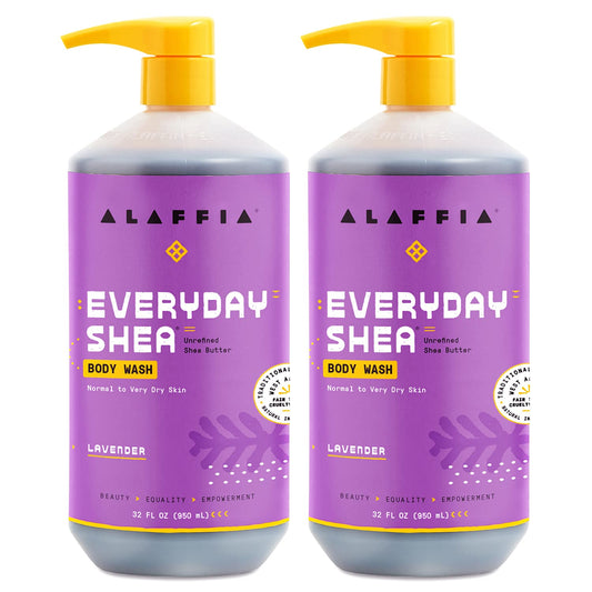 Alaffia Everyday Shea Lavender bottle for gentle cleansing and skin hydration.