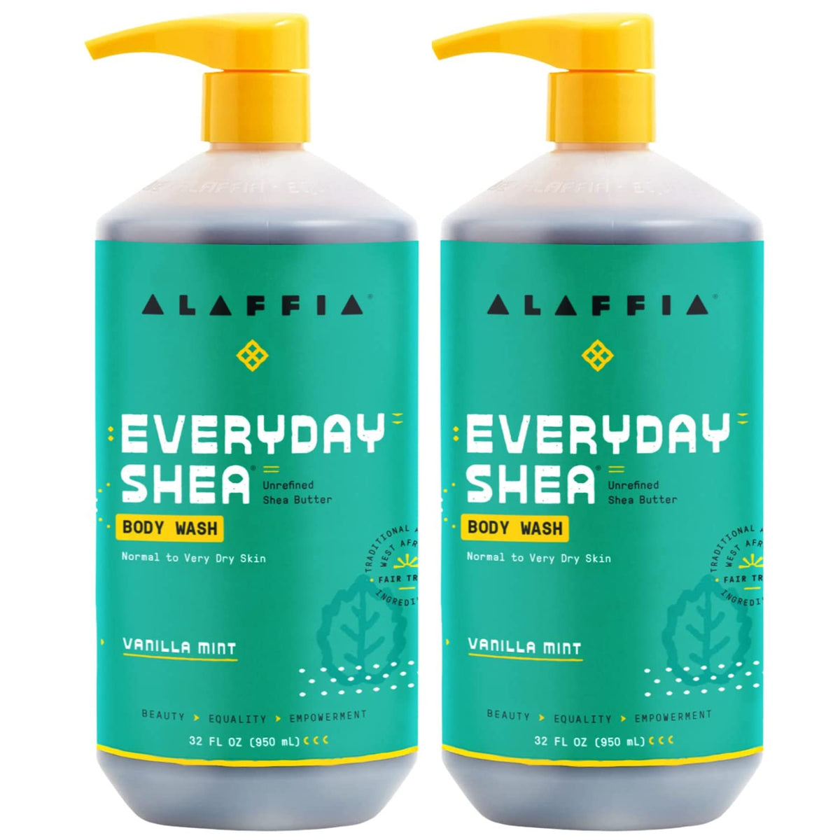 Alaffia Everyday Shea Body Wash Vanilla Mint bottle for gentle, hydrating cleanse