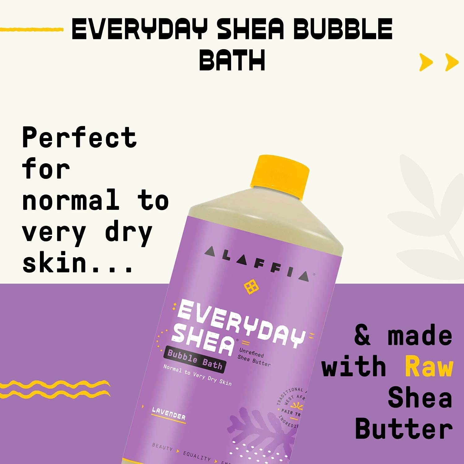 Alaffia Everyday Shea Bubble Bath fair-trade sourcing supports West Africa cooperatives.