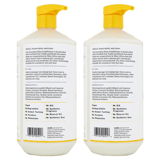 Alaffia Everyday Shea Conditioner lavender oil drops for calming scent during routine.