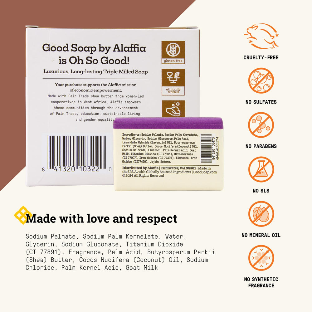 Alaffia Good Soap Coconut pack front view with eight bars in a two-pack.