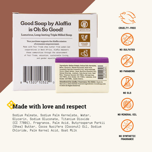 Alaffia Good Soap Coconut pack front view with eight bars in a two-pack.