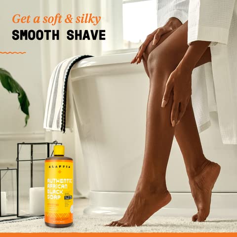 Shaving with Alaffia creamy lather for a smooth, comfortable shave.