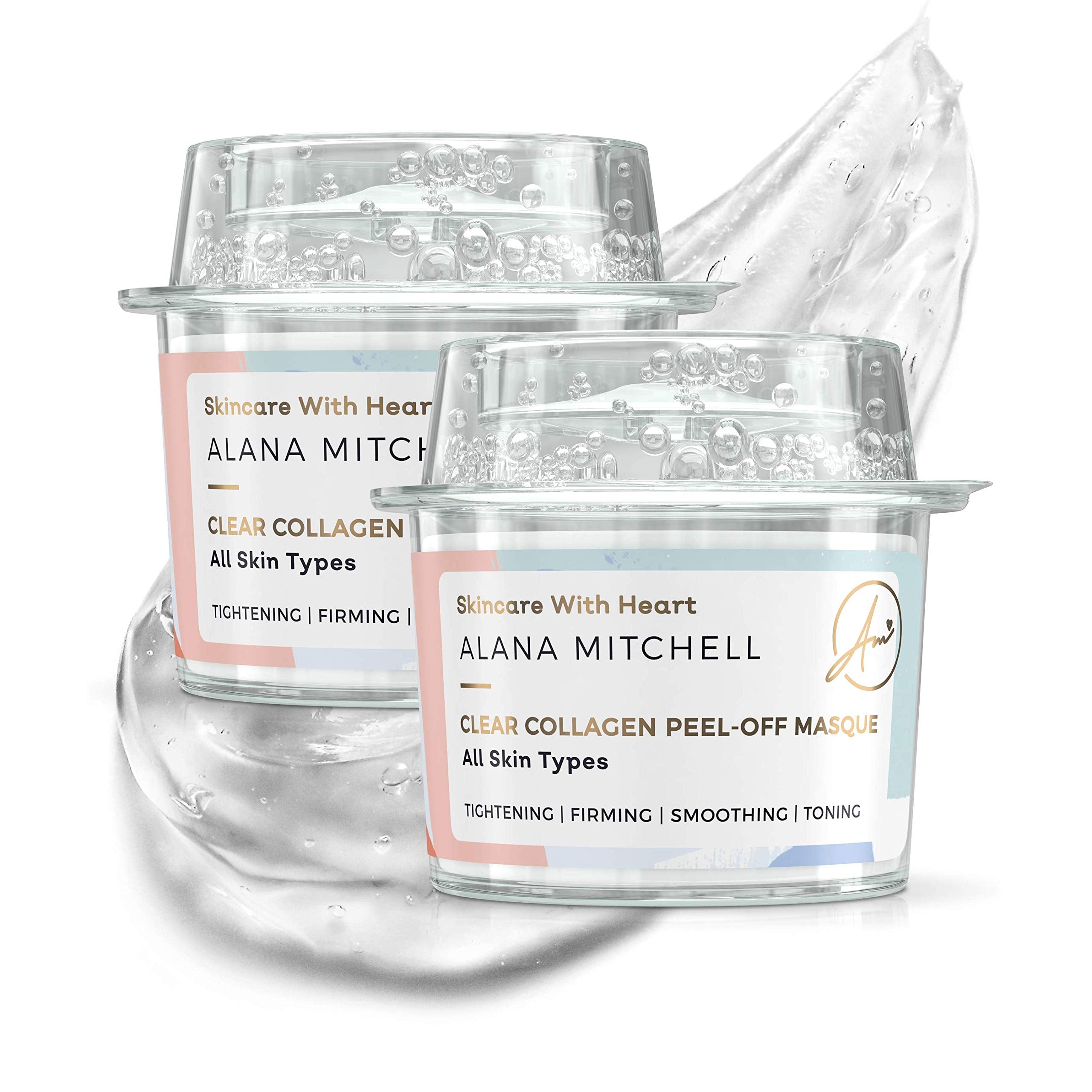 Alana Mitchell anti-aging peel-off mask dual-pack packaging ready for use.