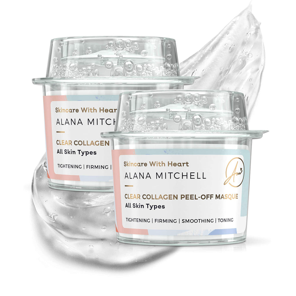 Alana Mitchell anti-aging peel-off mask dual-pack packaging ready for use.