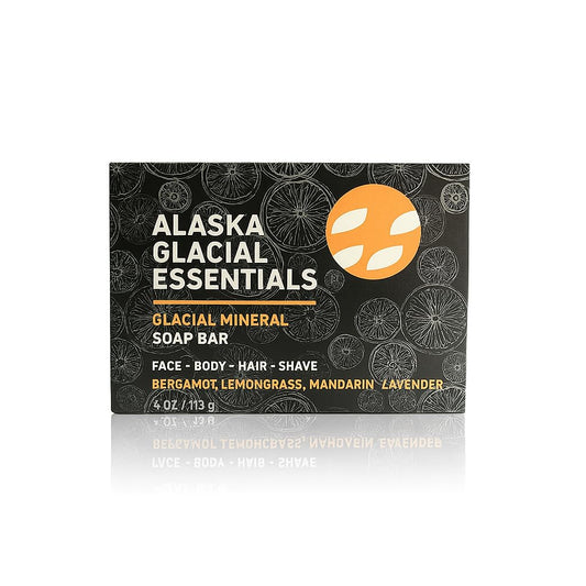 Alaska Glacial Cold-Process Soap Bar closeup with mineral clay detox for refreshed skin