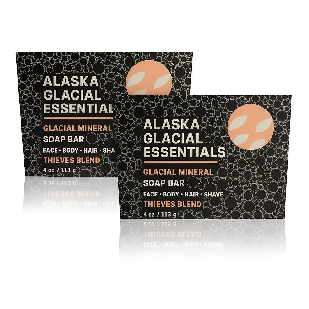 Alaska Glacial Essentials Thieves Bar for the face, gentle cleansing and clarity.