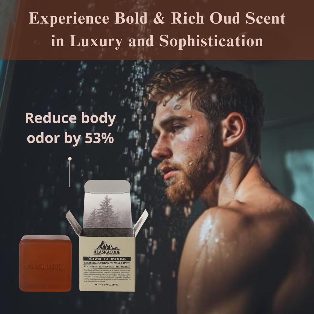 Alaskacube Deo Wood Shower Bar close-up foam for a luxurious cleanse.