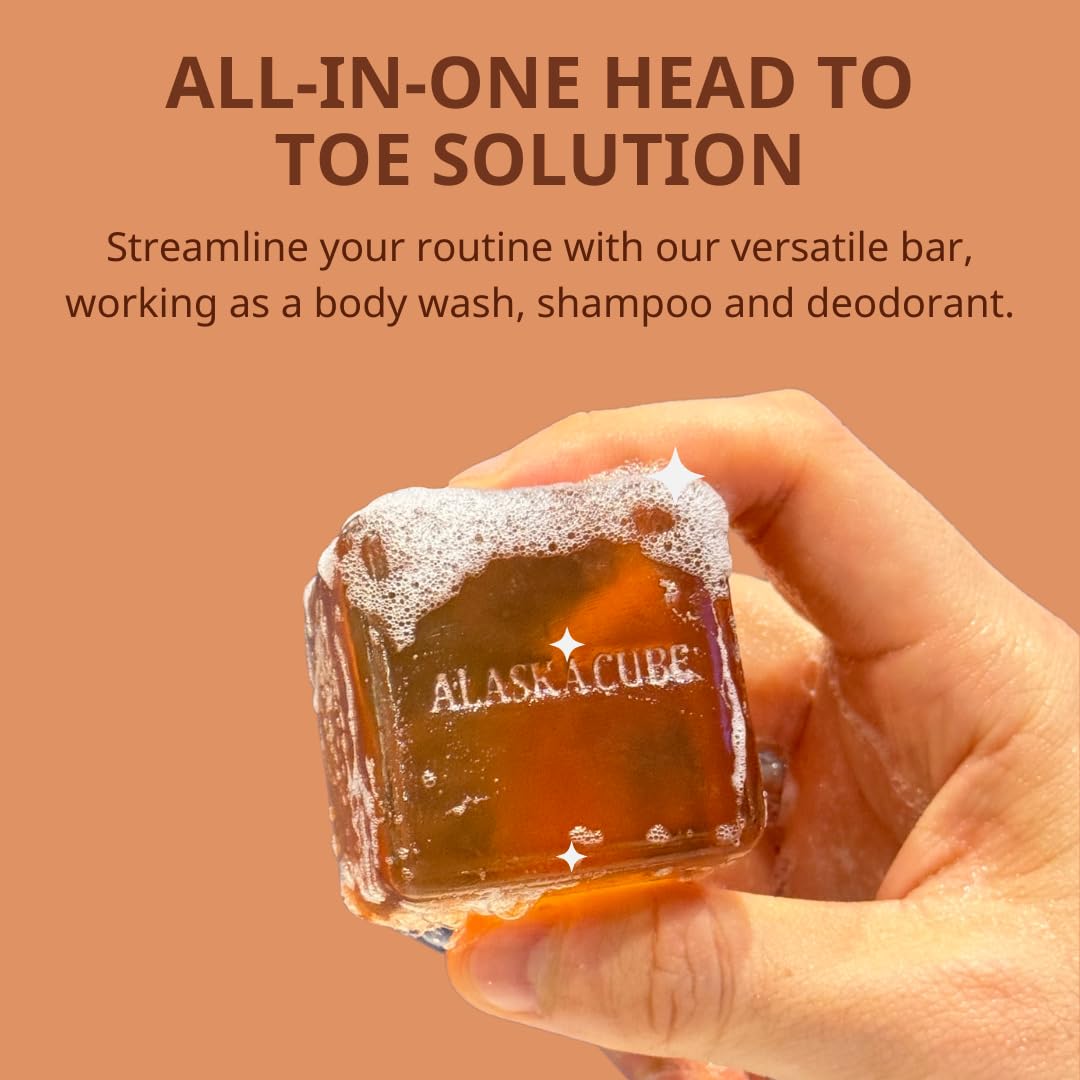 Alaskacube Deo Wood Shower Bar scent lasting up to 24 hours.