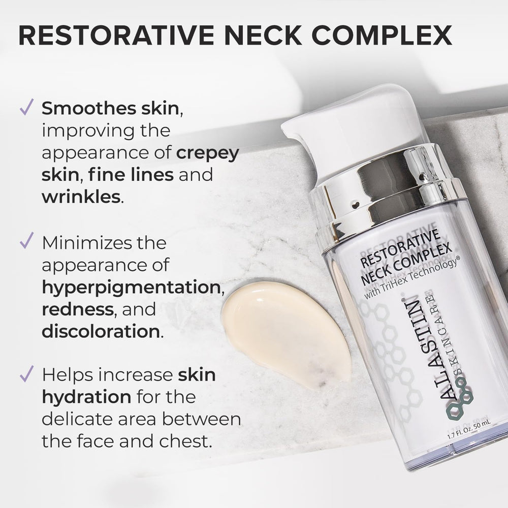 ALASTIN Restorative Neck Complex serum texture swatch shows smooth, even spread for easy application.