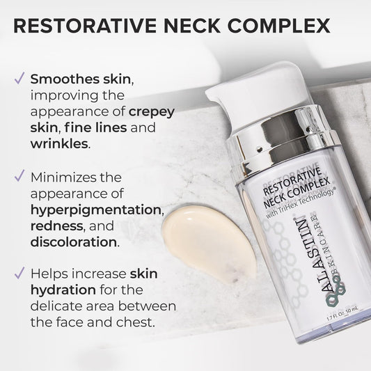 ALASTIN Restorative Neck Complex serum texture swatch shows smooth, even spread for easy application.
