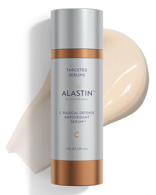 ALASTIN C-RADICAL Defense Serum bottle front showing sleek packaging for hydration and protection.