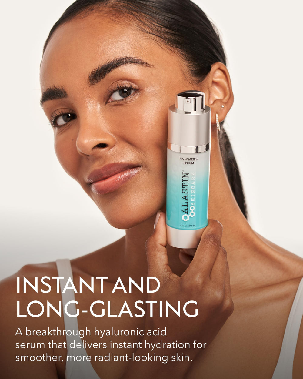 ALASTIN HA IMMERSE Serum on vanity with skincare routine