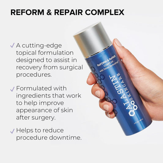 Close-up of ALASTIN Skincare ReFORM & RePAIR texture showing creamy, non-greasy absorption.