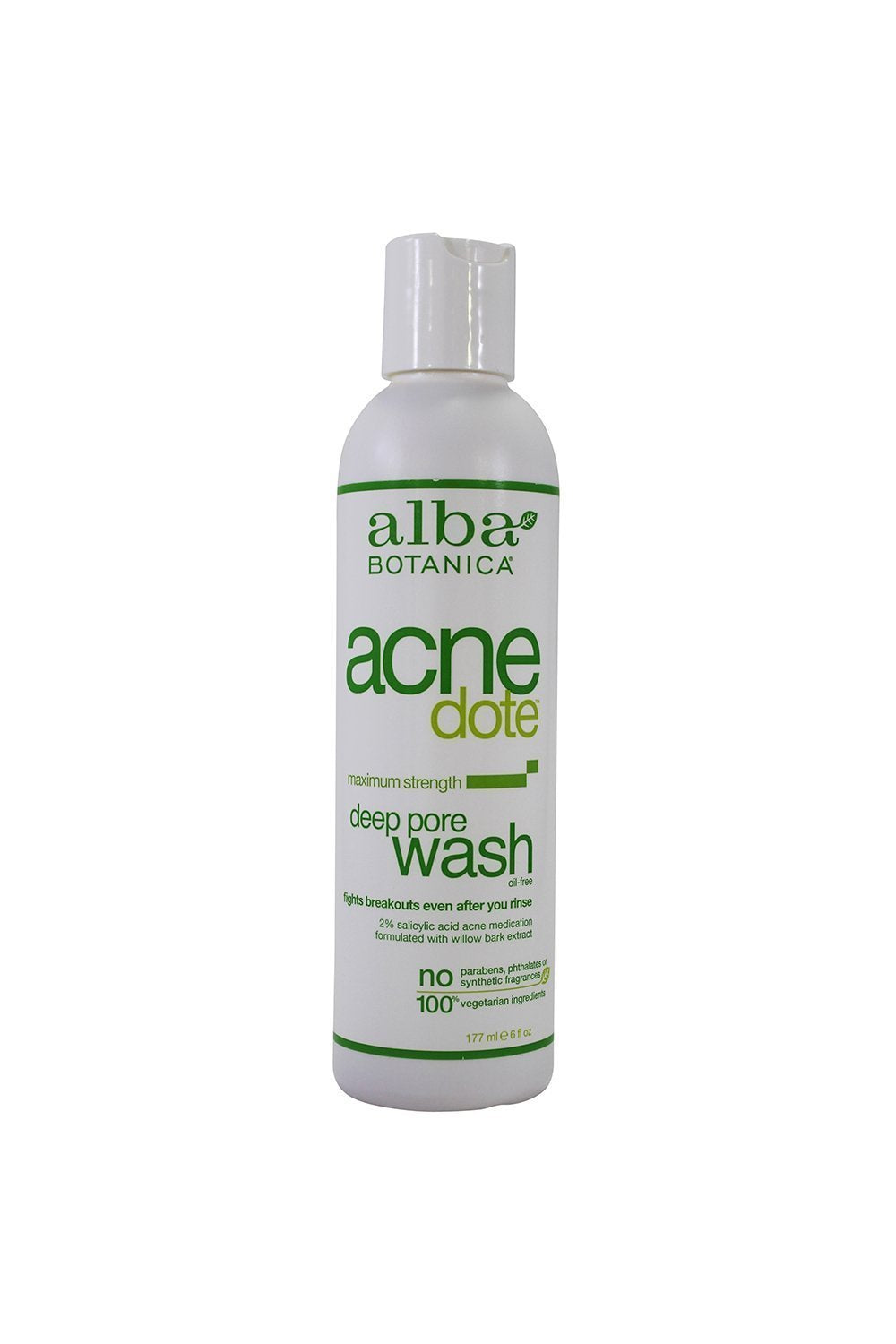 Alba Botanica Acnedote Deep Pore Wash bottle pour with botanicals helping prevent blemishes.