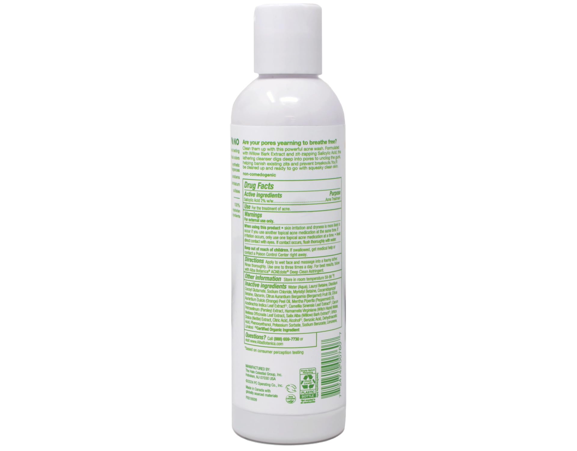 Close up of label showing natural ingredients and vegetarian formula