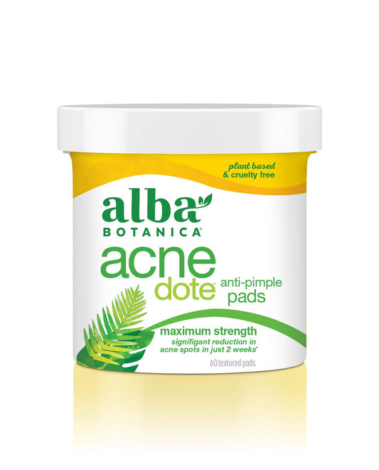 Alba Botanica AcneDote pads textured surface for oil control during cleansing.