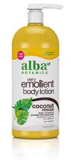 Alba Botanica Coconut Rescue lotion bottle for deep hydration.