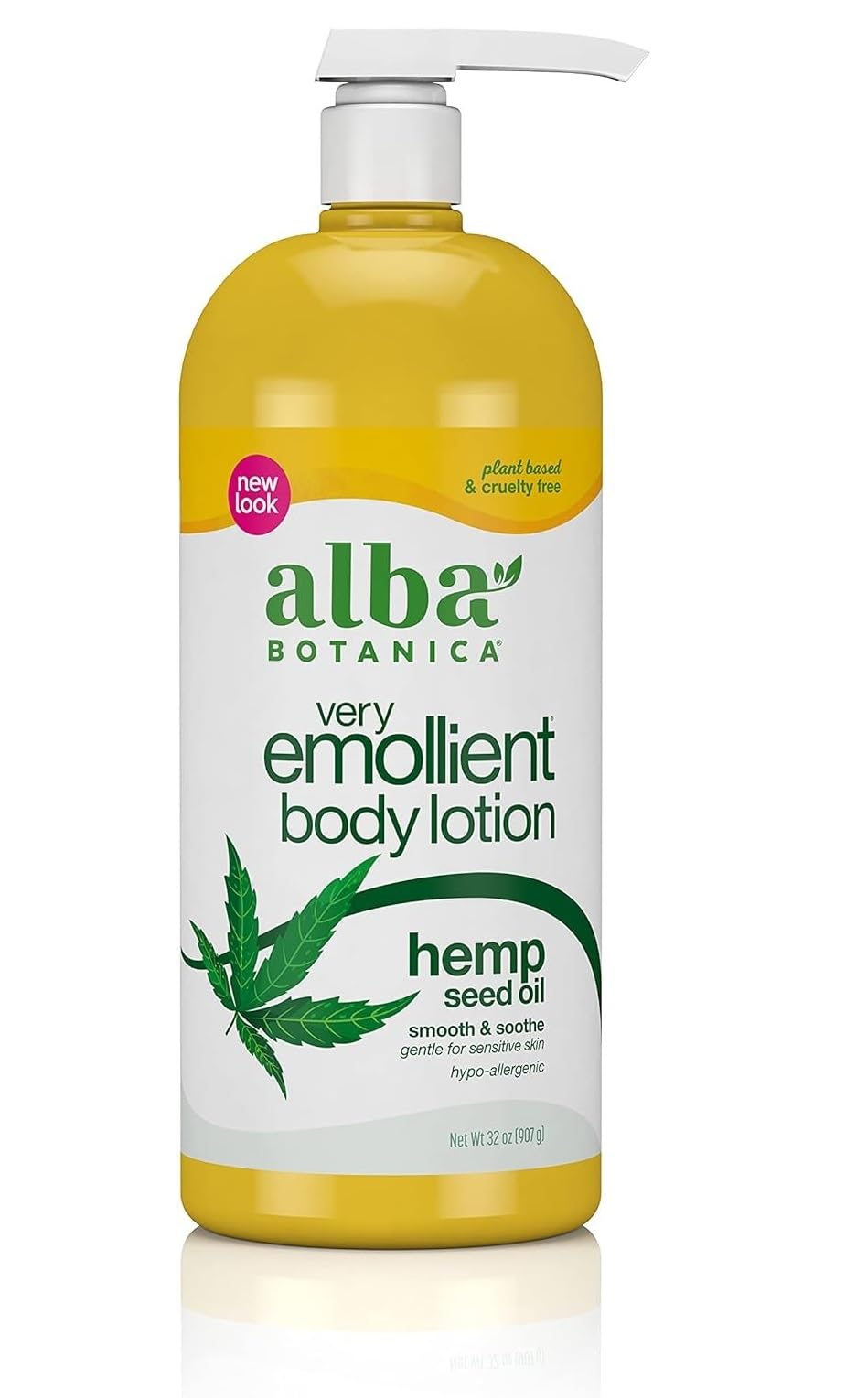 Alba Botanica Hempquility 32 oz bottle showing premium hand and body hydration