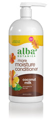 Alba Botanica More Moisture Coconut Milk Conditioner bottle highlighting hydration