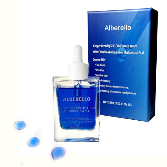 Alberello GHK-Cu serum bottle closeup for luxe hydration.