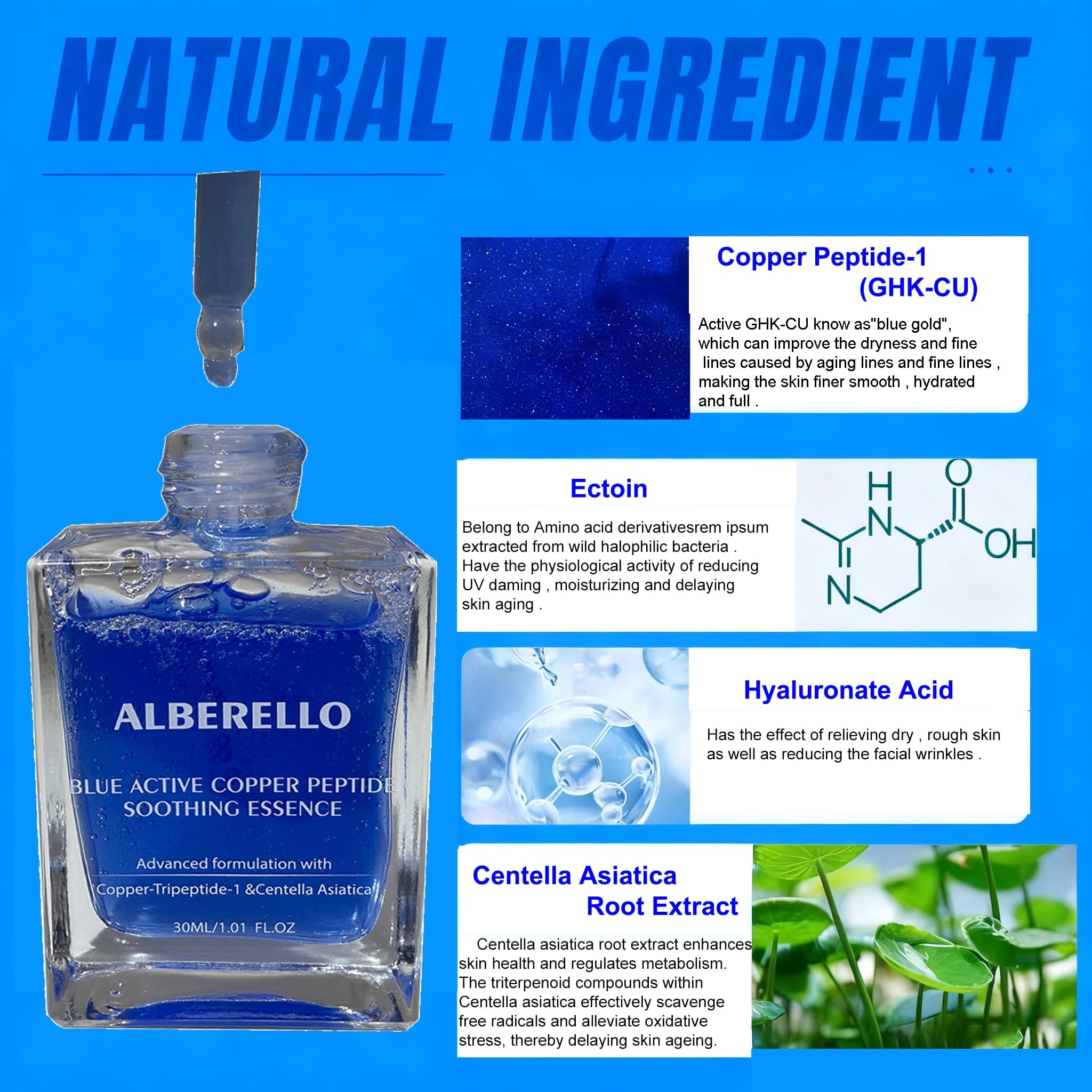 Alberello GHK-Cu serum glow after use on the complexion.