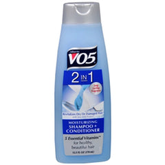 Alberto VO5 2-in-1 bottle back view, easy rinse concept.