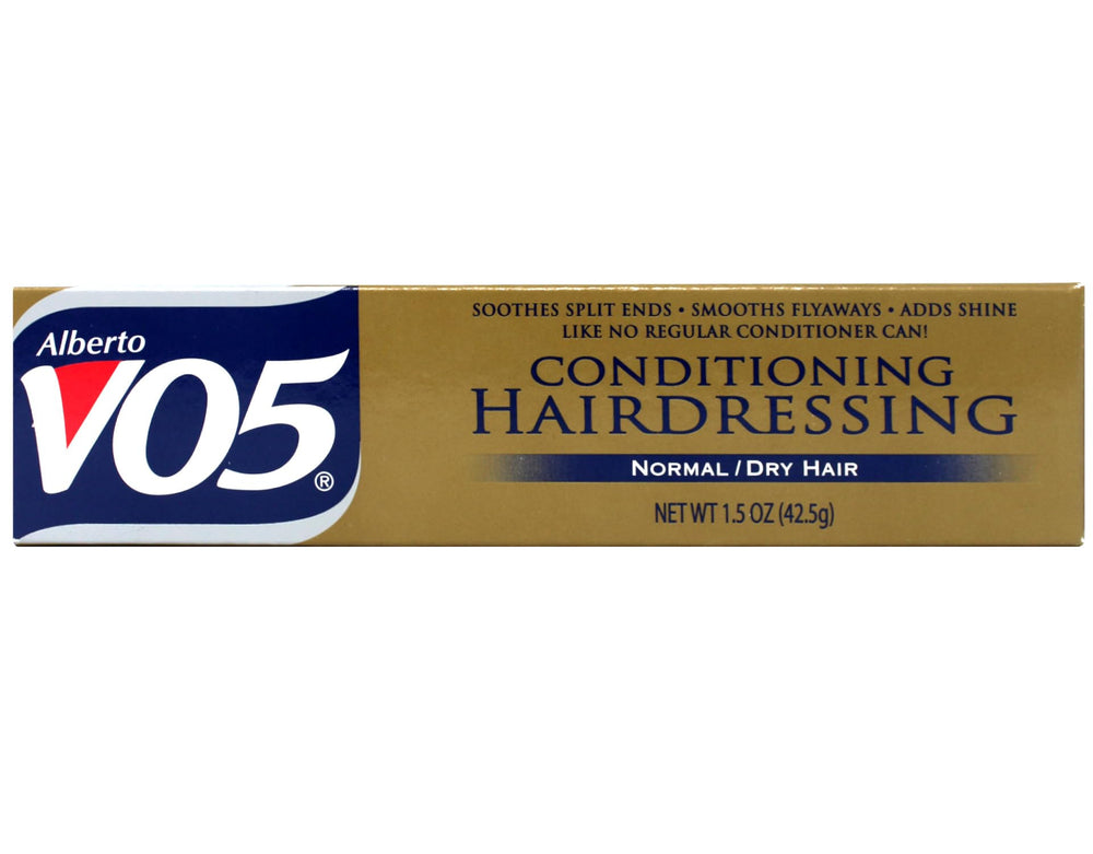 Alberto VO5 Conditioning Hairdressing tube front showing compact moisture and shine.