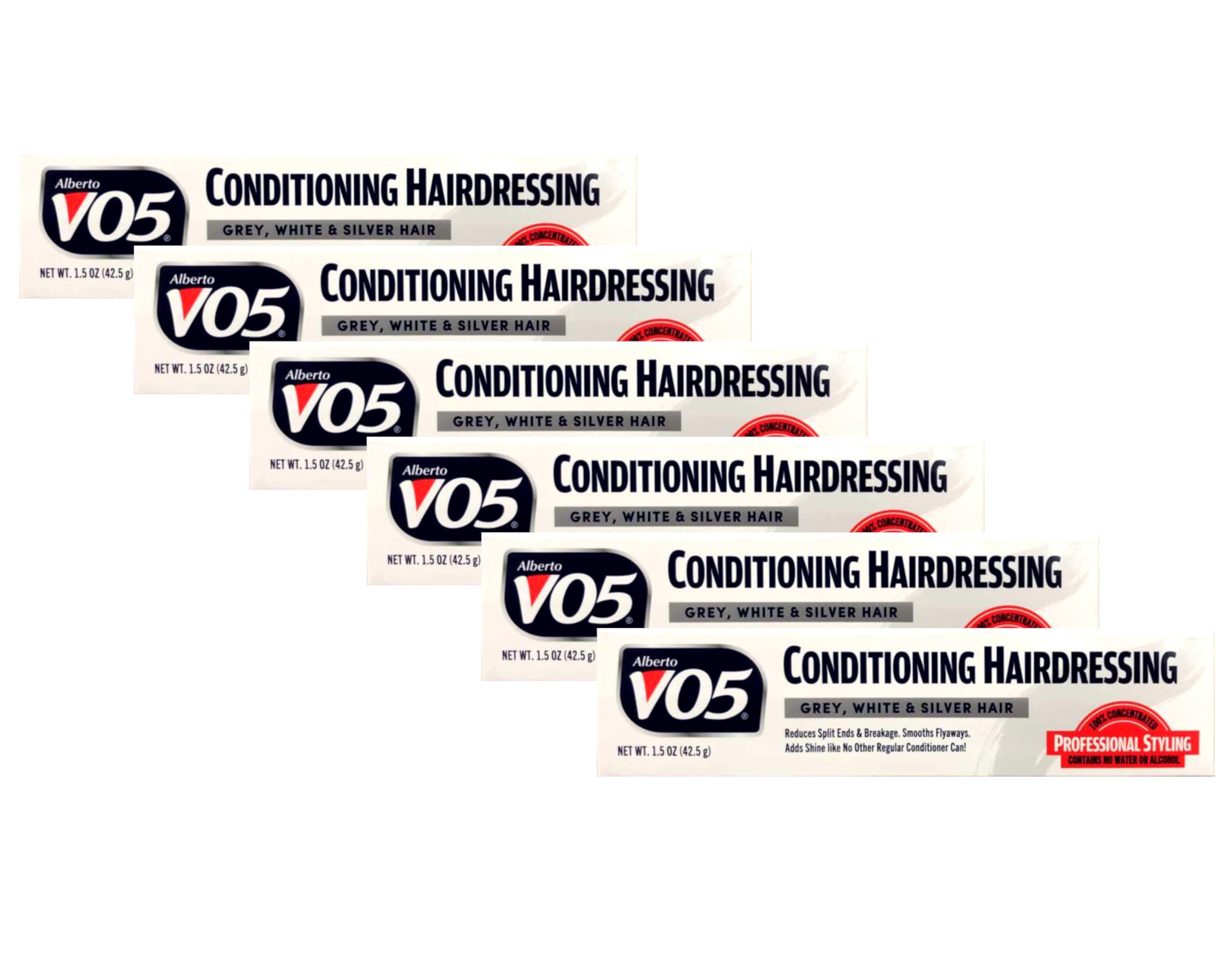 Alberto VO5 Conditioning Hairdressing packaging symbol with silver haircare branding.