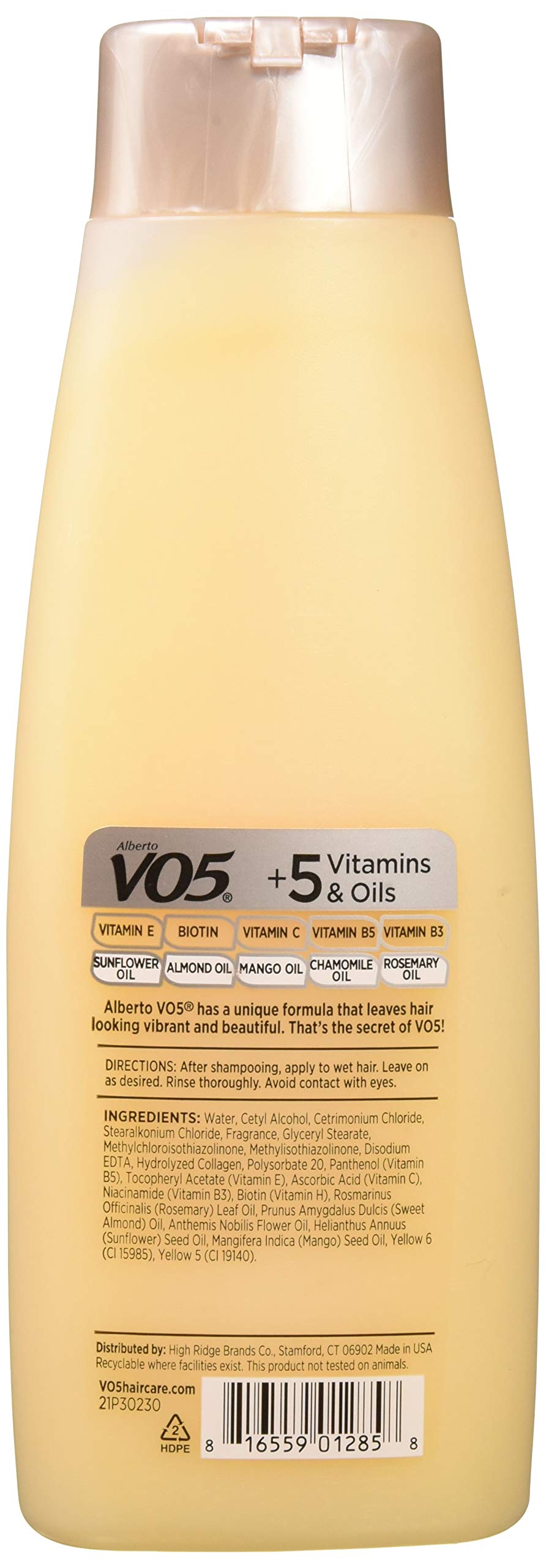 Alberto VO5 Extra Body Conditioner label close-up emphasizing value.