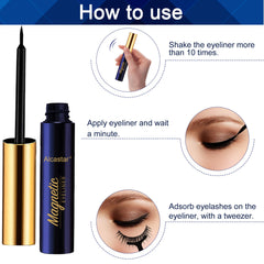 Alcastar+ magnetic eyeliner liquid application close-up demonstrates precise grip.