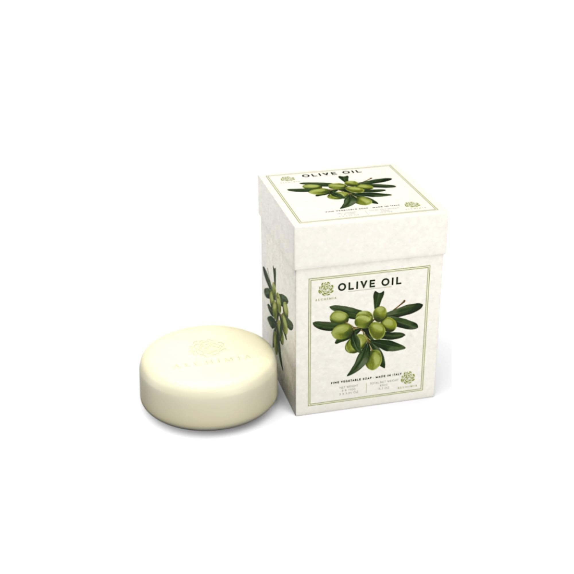 Alchimia gift box trio of olive soap bars offering rich lather and hydration.